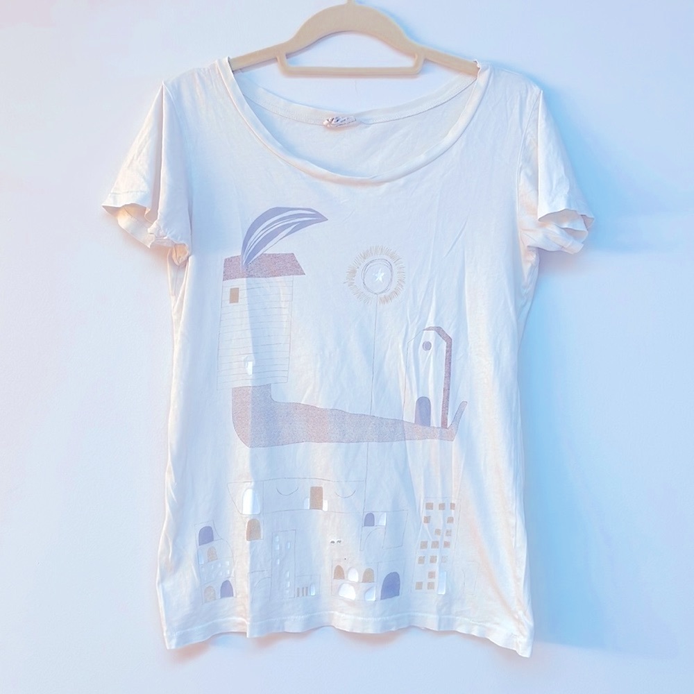 Mociun screenprint organic cotton tee size medium